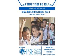 Affiche compétition de golf à Vichy en octobre 2023