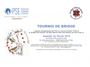 Affiche tournoi de bridge 2019 à St Gély du Fesc