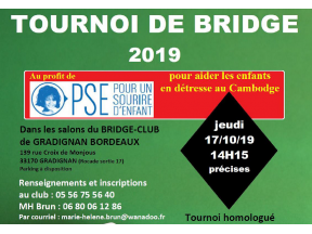 Affiche tournoi de bridge organisé en 2019 par PSE Aquitaine