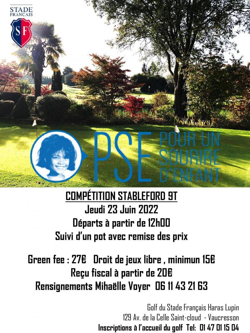 Affiche compétition de Golf PSE Paris IDF juin 2022