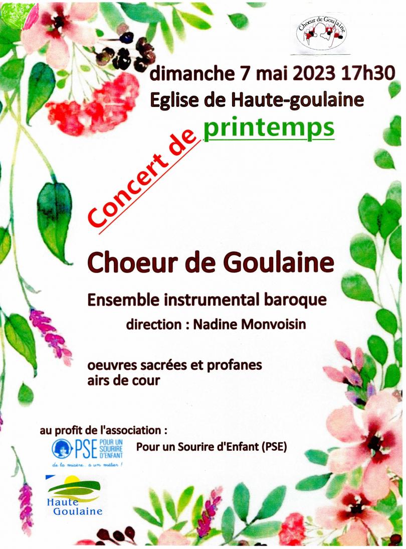 Affiche du concert de printemps à Haute Goulaine en mai 2023