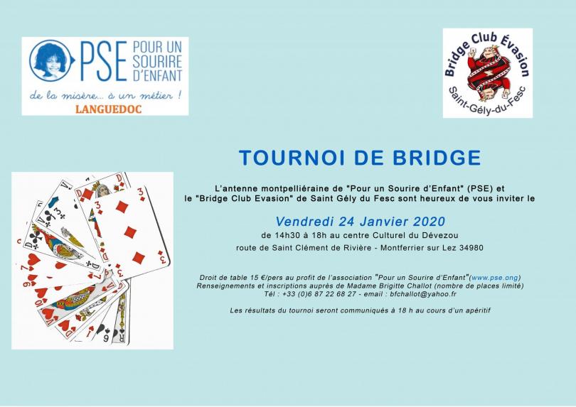 Flyer tournoi de bridge à Montferrier sur Lez
