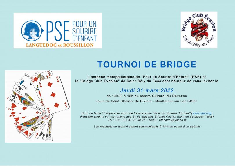 Flyer tournoi de bridge à Montferrier sur Lez en 2022