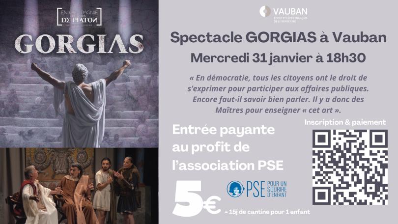 Affiche du spectacle Gorgias au profit de PSE