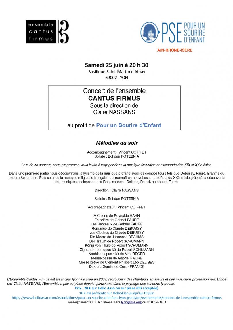Affiche concert de l'ensemble Cantus Firmus à Lyon