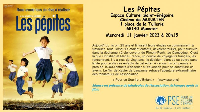 Affiche de la soirée projection "Les Pépites" à Munster en janvier 2023