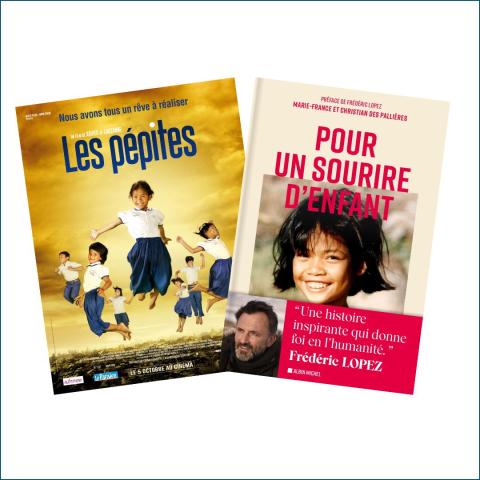 Affiche film Les Pépites et livre Pour un Sourire d'Enfant