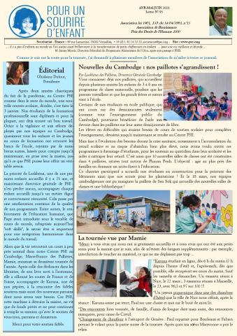 Première page du Journal trimestriel de PSE avril mai juin 2022 Page du journal de mamie